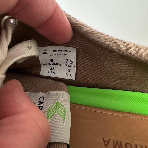 Cariuma Sand Contrast Stitch Organic Canvas Cork Footbed Sneaker W 9 M 7.5 - Picture 5 of 6